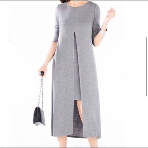 BCBGMAXAZRIA Gray Front Slit Midi Dress